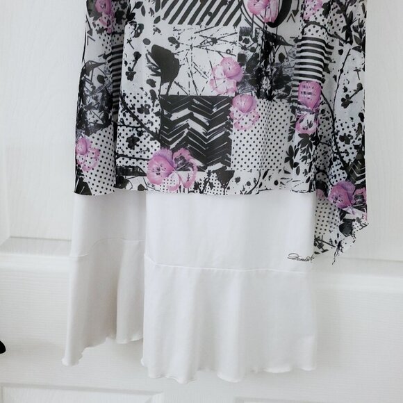 Denise Cronwall Racer Back Print Collage Layer Look Tennis Dress - Picture 8 of 15